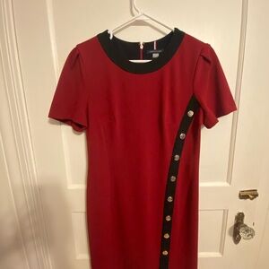 Elegant Red Dress with Button Detail- Brand new without tags